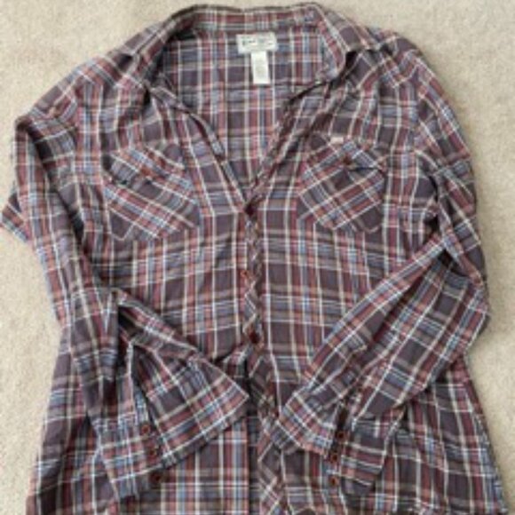 Stapleford Plaid Western Button Down Shirt Men’s Size Large Brown Red Blue - Picture 1 of 4